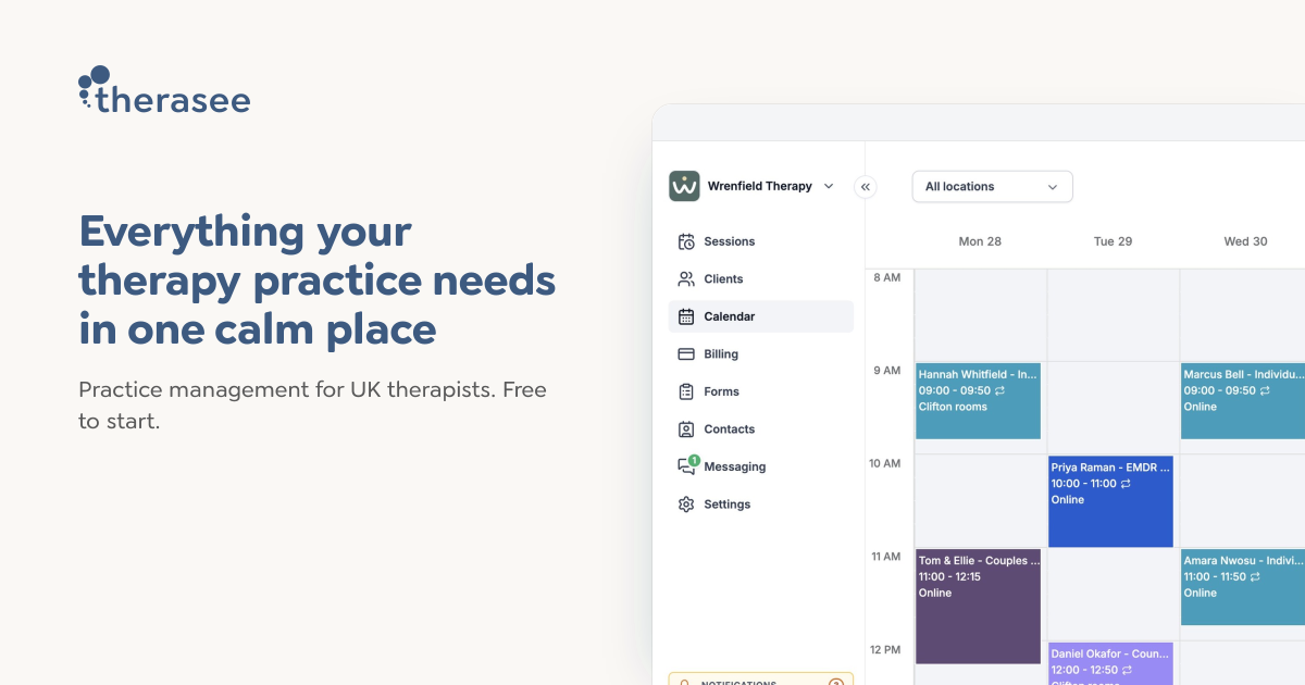 Practice Management Software for UK Therapists | Therasee